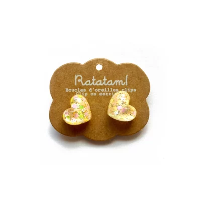 boucle-d-oreille-clip-coeur-jaune-ratatam-chez-oh-papillou