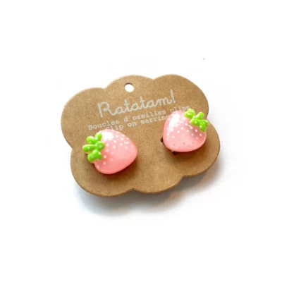 boucle-d-oreille-clip-fraise-rose-ratatam-chez-oh-papillou